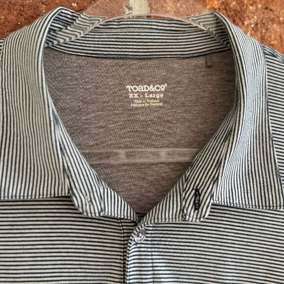 Toad&Co Striped Polo Shirt Men’s XXL Organic Cotton Blend Short Sleeve - Picture 2 of 6